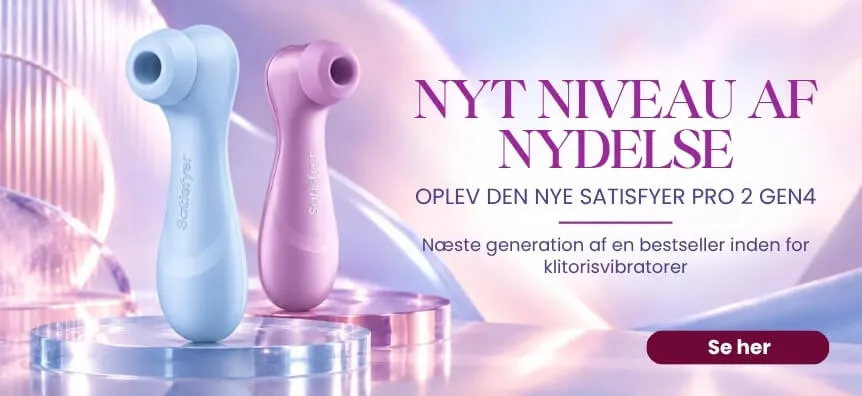 Blå og lilla Satisfyer Pro 2 Gen4 klitorisstimulatorer, næste generation af en bestseller blandt klitorisvibratorer | Lovesexshop.dk sex shop