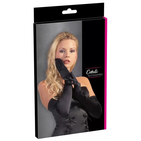 Cottelli - satin handsker - sort - S-L