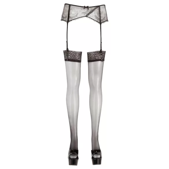 Cottelli - Selvsiddende strømper - Blonde - Sort - 5/XXL