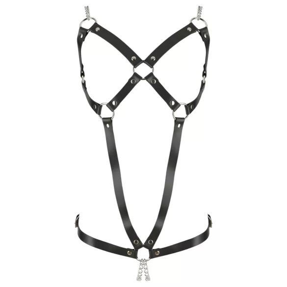 ZADO - læder harness body med kæde - sort (S-L)