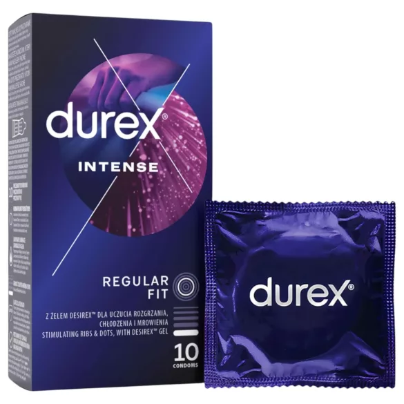 Durex Intense - riflet og prikket kondom (10 stk)