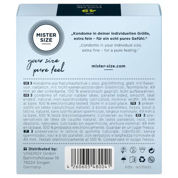 Mister Size - kondom - tynd - 49mm - 3 stk