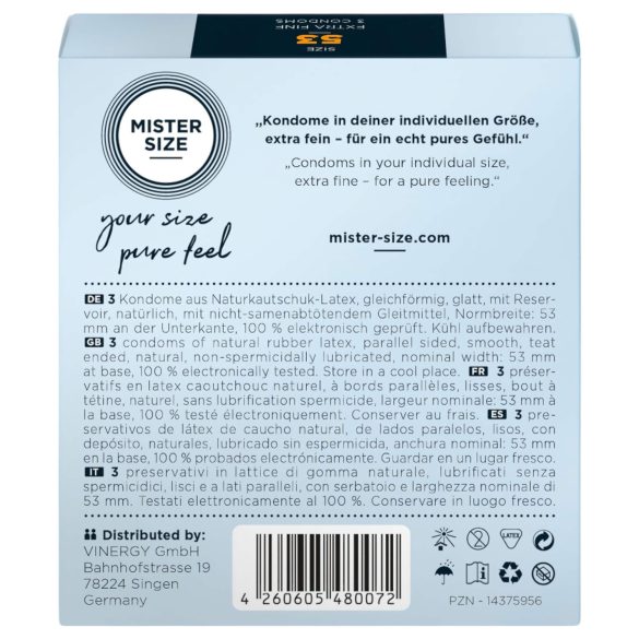 Mister Size - kondom - ekstra tynd - 53mm (3 stk)