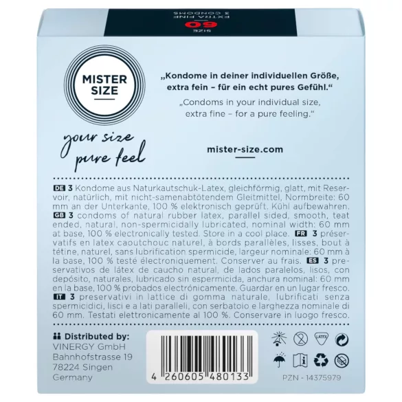 Mister Size - kondom - ekstra tynd - 60mm (3 stk)