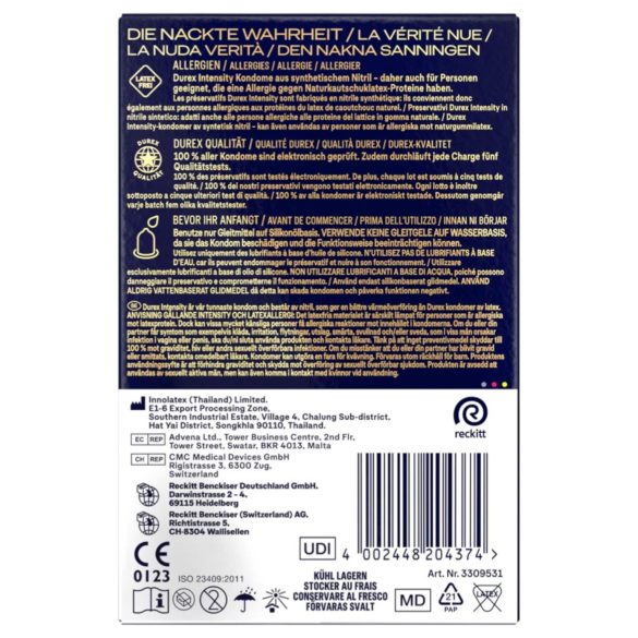 Durex Intensity - kondom - tynd, latexfri - 20 stk