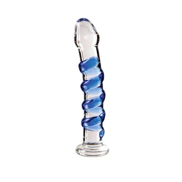 Icicles No. 5 - glasdildo spiral - gennemsigtig/blå
