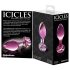 Icicles No. 48 - analplug i glas - blomstret design - pink