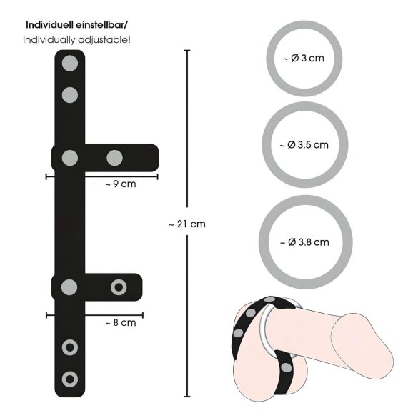 Bad Kitty - læder kuglering og penisring (sort)