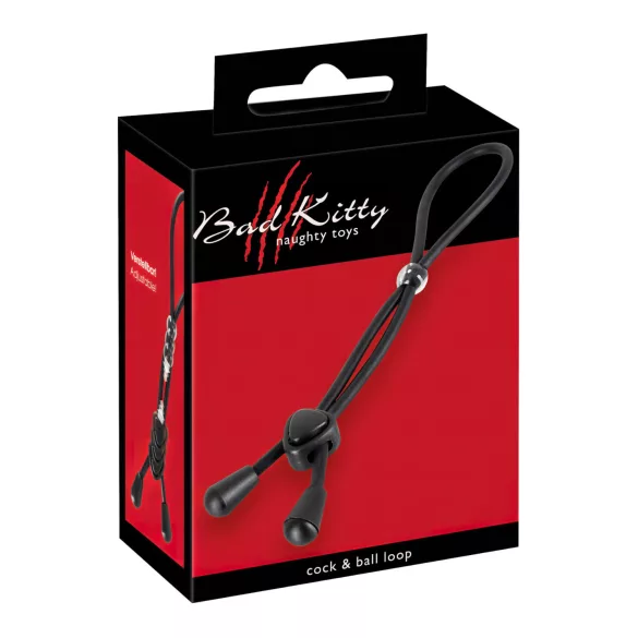 Bad Kitty - silikone penis- og kuglering - sort