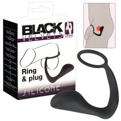 Black Velvets - analplug med penisring - sort