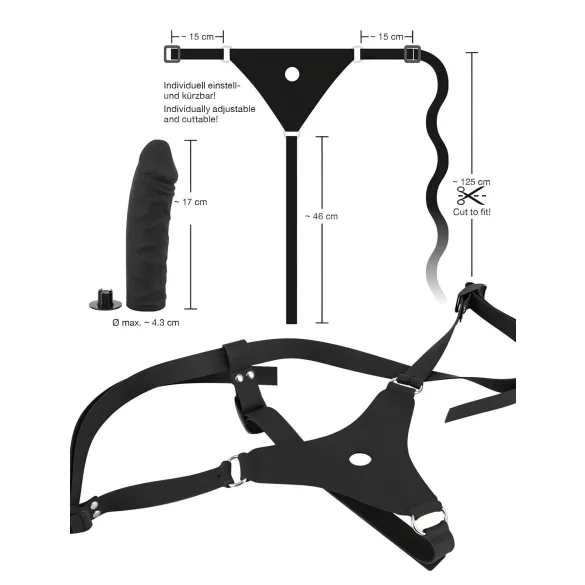 You2Toys - strap-on dildo - silikone - sort