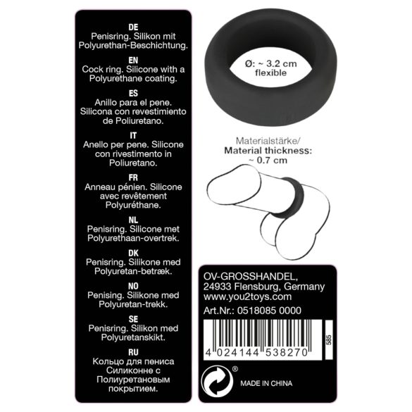 Black Velvet - tyk penisring (3,2 cm) - sort