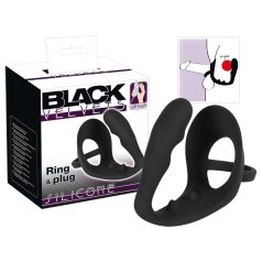 Black Velvets - analdildo med penisring og kuglering - sort