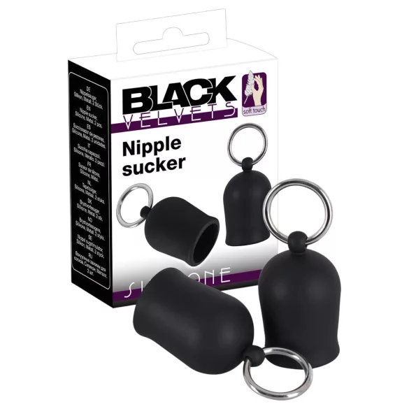 Black Velvets - brystvortepumpe med metalring (sort)