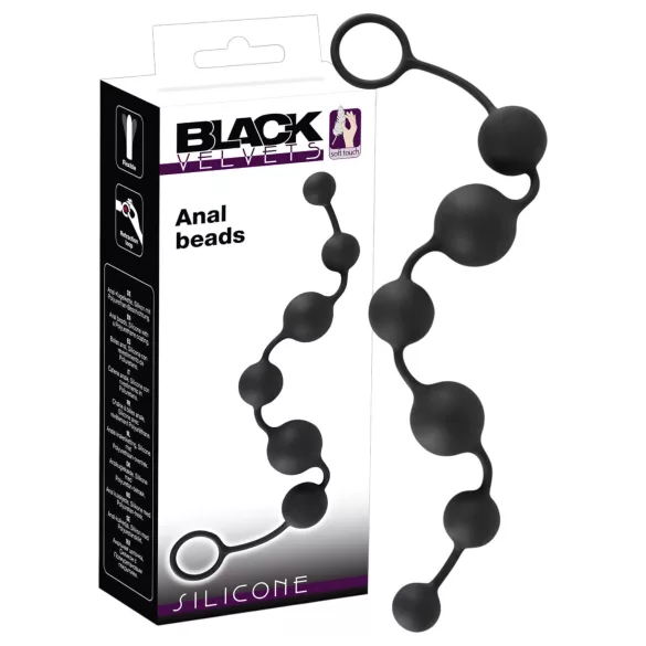 Black Velvets - analdildo med 6 perler (sort)