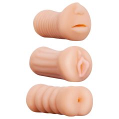   XXX To GO Juicy sæt (3 dele) - kunstig vagina, mund, anus onaniprodukter