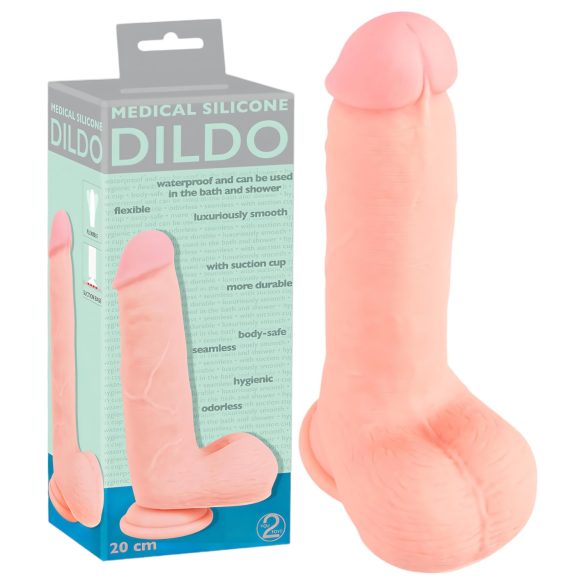 Medicinsk - lige silikone dildo (20cm) - naturlig