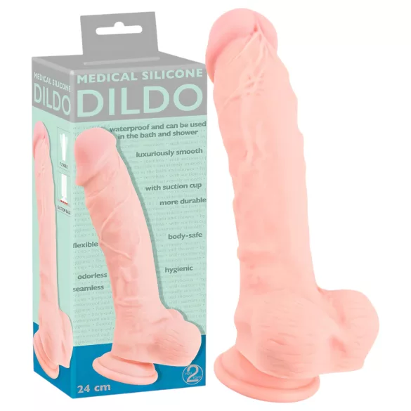 Medical - dildo - realistisk - silikone/natur - 24cm