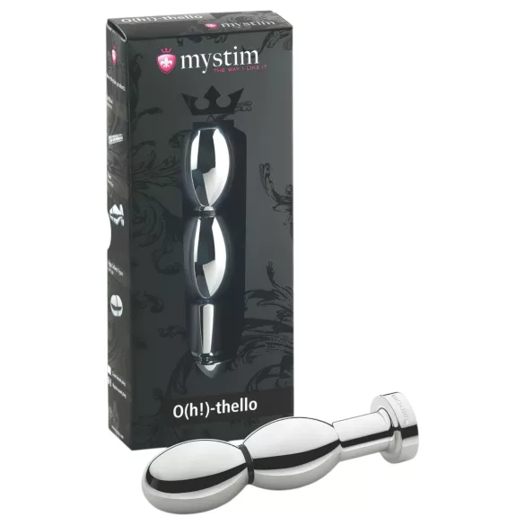 mystim O(h!)-thello - elektro analplug med kugle - sølv
