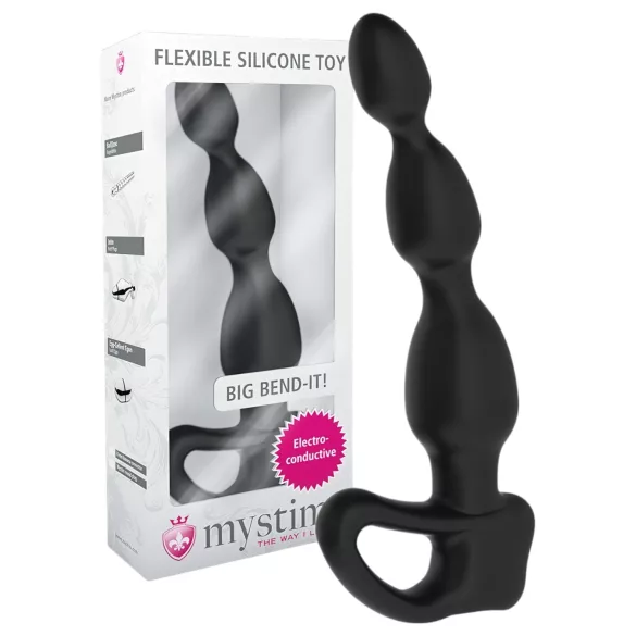 mystim Big Bend-it! - kugleformet elektro-analdildo (sort)