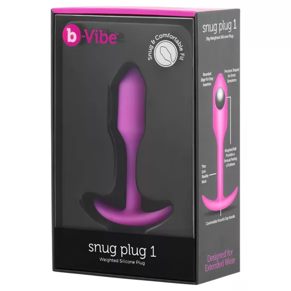 b-Vibe Snug Plug 1 - analplug med indvendig vægt (55 g, pink)