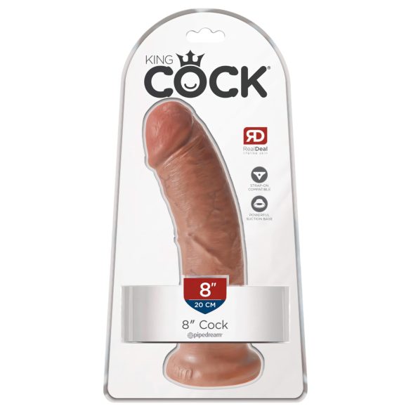 King Cock - dildo 20 cm - mørk naturfarvet