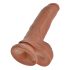 King Cock - realistisk dildo med testikler - 23 cm - brun