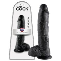 King Cock - realistisk dildo med testikler - 25 cm - sort