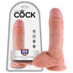 King Cock - dildo med pung - 20 cm - natur
