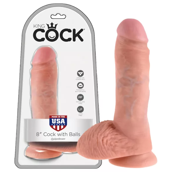 King Cock - dildo med pung - 20 cm - natur