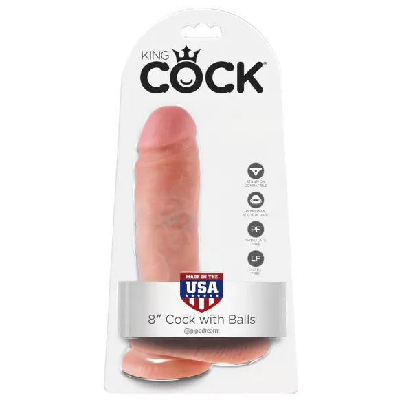 King Cock - dildo med pung - 20 cm - natur