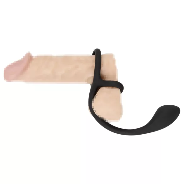 Black Velvets - analdildo med penisring og kuglering - sort