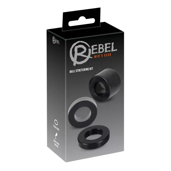 Rebel Ball - penisring og pungstrækker sæt - sort