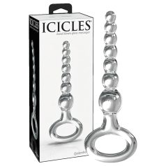 Icicles No. 67 - glasdildo med kugler - gennemsigtig