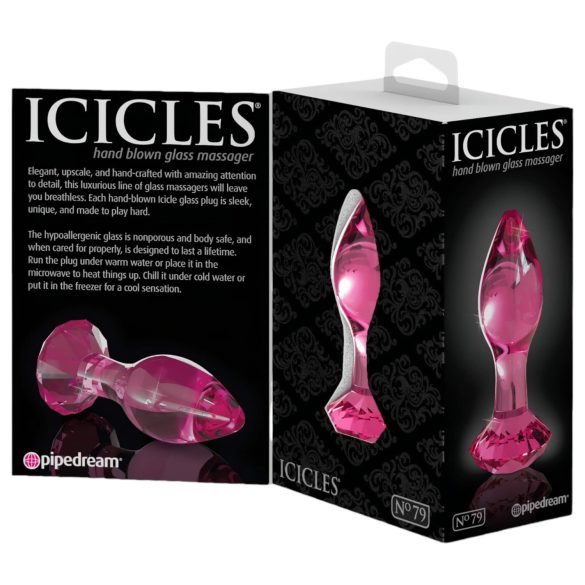 Icicles No. 79 - analplug i glas - konisk - pink