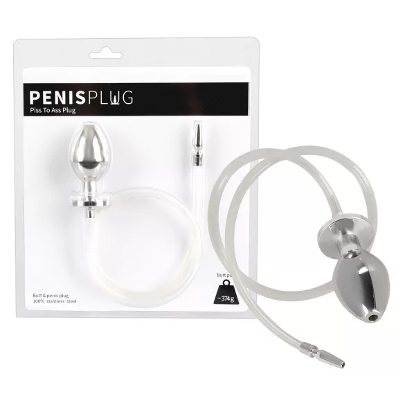 Piss to Ass Plug - analplug med hul og urinrørsudvider - silikone