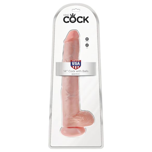 King Cock - dildo med testikler - stor 35cm - natur