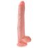 King Cock - dildo med testikler - stor 35cm - natur