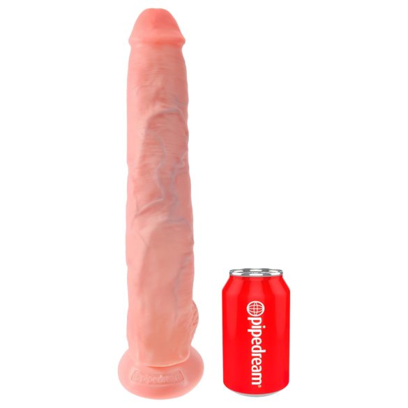 King Cock - dildo med testikler - stor 35cm - natur