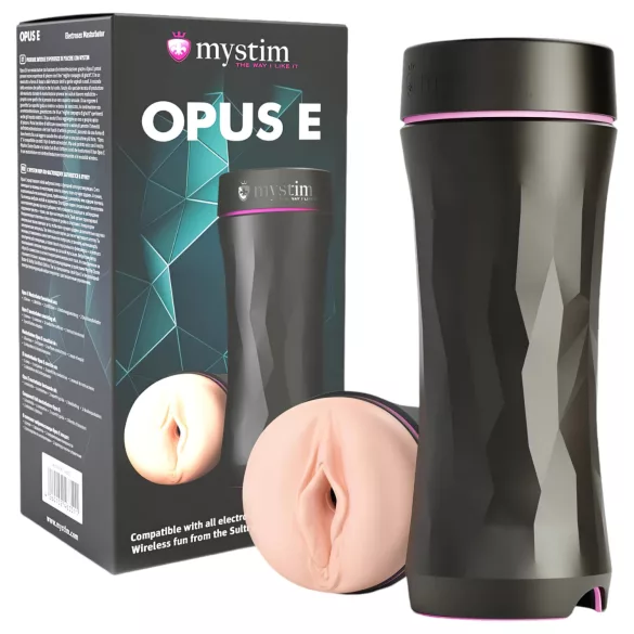 mystim Opus E Vagina - elektrisk kunstskede (natur-sort)