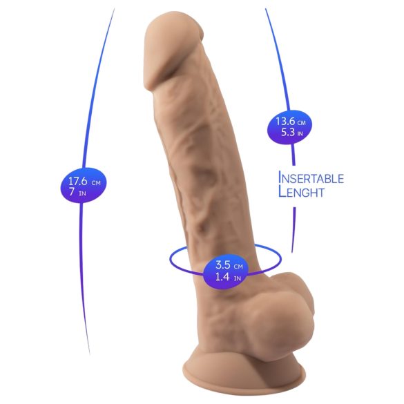Silexd 7 - dildo med sugekop - realistisk - 17,5cm - naturfarve