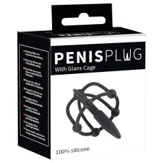 Penisplug - penisbur med dilator - silikone - sort