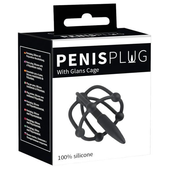 Penisplug - penisbur med dilator - silikone - sort