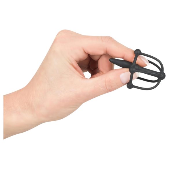 Penisplug - penisbur med dilator - silikone - sort