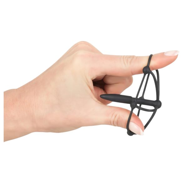 Penisplug - penisbur med dilator - silikone - sort