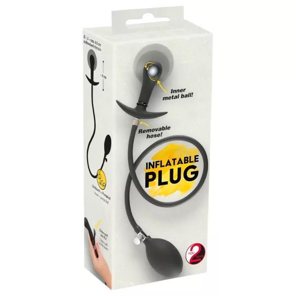 You2Toys - oppustelig analplug med kugler - sort