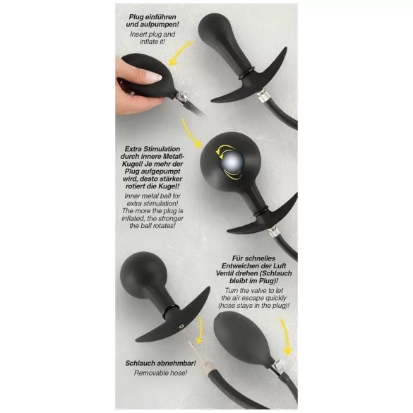 You2Toys - oppustelig analplug med kugler - sort