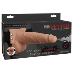   Pipedream Fetish Strap-On 7,5 - påspændings-strap-on med sprøjtende dildo (naturfarvet)