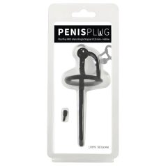 Penisplug - dilator med silikonring - 0,6mm - sort