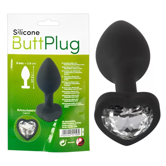 You2Toys - analplug - med hvid sten - sort